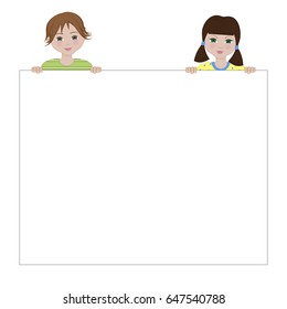cute children hold a clean sheet