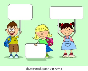 cute children holding banners