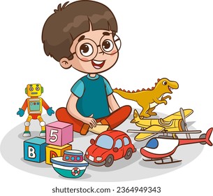 cute children in the kindergarten playing with toys