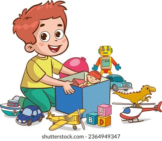 cute children in the kindergarten playing with toys