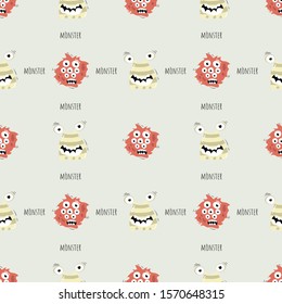 Cute children pattern for wallpapers or wrapping paper with funny monster characters 