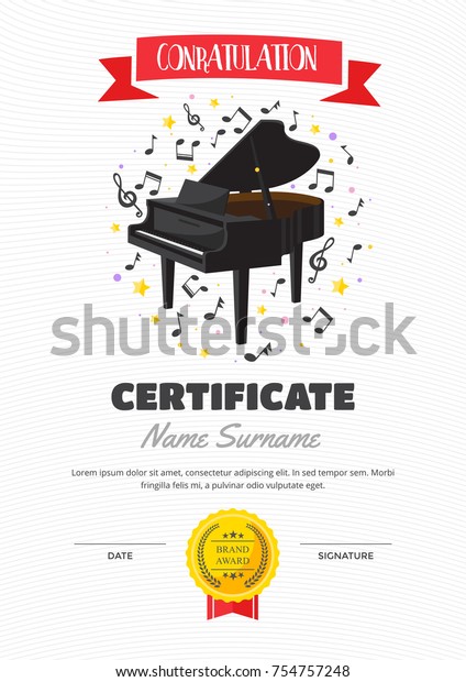 Free Editable Printable Piano Achievement Certificate