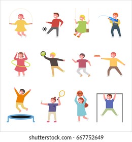 cute children play exercise vector illustration flat design