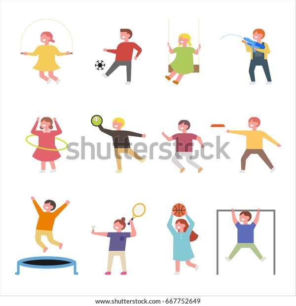 Cute Children Play Exercise Vector Illustration Stock Vector (Royalty ...