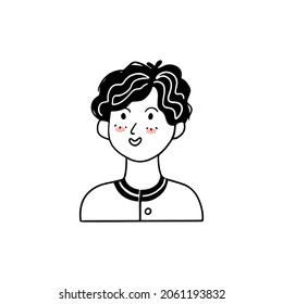  Retrato infantil, icono de usuario de niño, diseño plano. avatar adolescente o niño, ilustración de dibujos animados en vector. Aislado sobre fondo blanco.