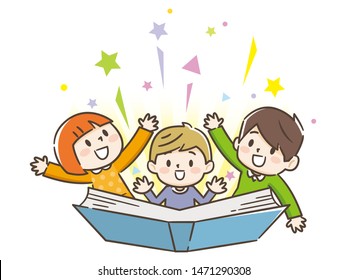 Cute children reading books.Vector illustration.