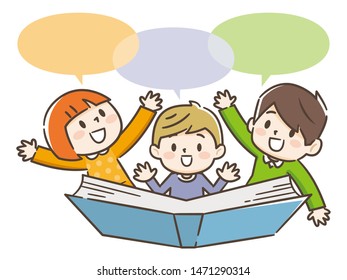 Cute children reading books.Vector illustration.