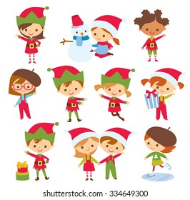 Cute Children And Santa Elves