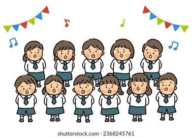 Cute children singing happily and smiling.