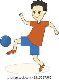 Cute Children Sport Character with Simple Cartoon Design. Vector Illustration