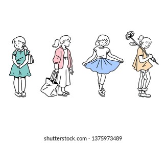 cute children stand on white background   