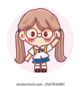 Cute children student school education concept cartoon vector illustration