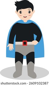 Cute Children with Superhero Costume. Vector Character Illustration in Flat Design.