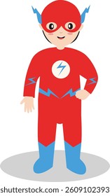 Cute Children with Superhero Costume. Vector Character Illustration in Flat Design.
