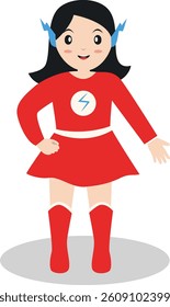 Cute Children with Superhero Costume. Vector Character Illustration in Flat Design.