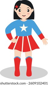 Cute Children with Superhero Costume. Vector Character Illustration in Flat Design.