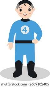 Cute Children with Superhero Costume. Vector Character Illustration in Flat Design.