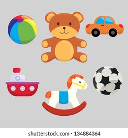 Cute Children Toys Collection Vector