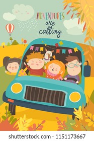 Cute children traveling by bus