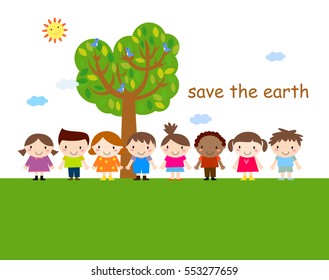 Cute children and tree