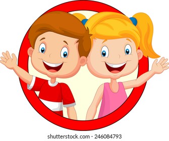 Cute children waving hand