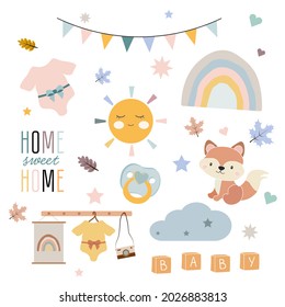 el estilo boho de los niños lindos. ilustración vectorial.