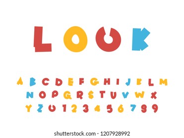 cute children's bright alphabet, abc cartoon vector illustration, letter design set  