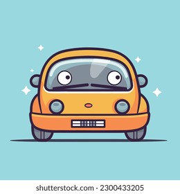 Cute children's car illustration, flat cartoon style