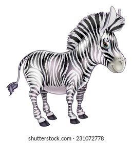 A cute childrens cartoon zebra animal character