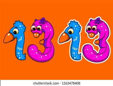 cute children's character number, vector number thirteen