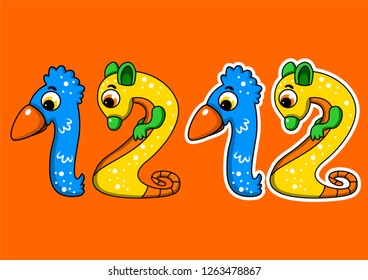 cute children's character number, vector number twelve