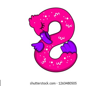 cute children's character number, vector number eight