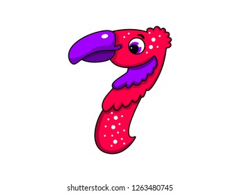 cute children's character number, vector number seven
