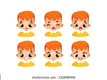 Cute children's characters emotions set. Cartoon style
