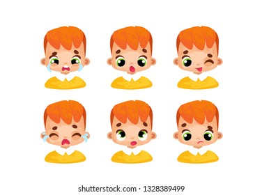 Cute children's characters emotions set. Cartoon style