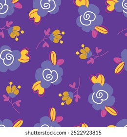 Cute childrens floral seamless pattern. Baby pink pattern with flowers for textiles,