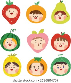 cute children's fruit character stickers