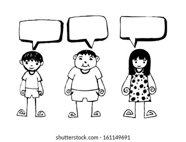 cute childrens labels with speech bubble
