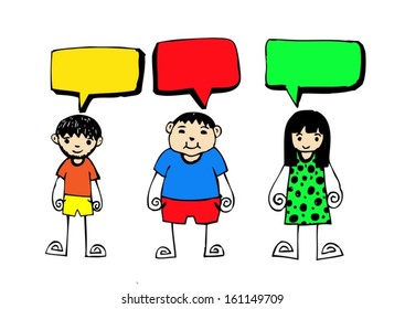 cute childrens labels with speech bubble