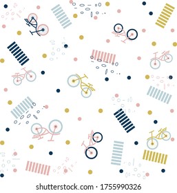 
cute children's pattern of colorful bicycles, for decorating children's products, objects, books, wallpapers