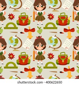 Cute children's pattern  in a vector. Back to School.  Background in flat style.
