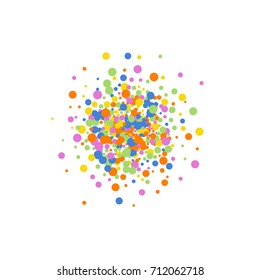 Cute Children's Postcard. Square Frame or Cover. Multicolored Abstract Background of Confetti. Vector Isolated Confetti on White Background Pattern. Template and Cover Holiday, Invitation, Birthday.