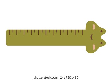 Cute children's ruler in the shape of a frog. School accessory. Isolated vector illustration for your design