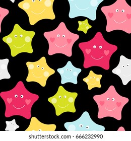 Cute Children's Seamless Pattern Background with Stars Vector Illustration EPS10