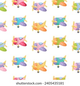 El patrón impecable de los niños con los aviones. Textura infantil creativa para tela, envoltura, textil, papel pintado, vestimenta. Ilustración vectorial.