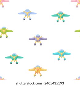 Cute children's seamless pattern with planes. Creative kids texture for fabric, wrapping, textile, wallpaper, apparel. Vector illustration.
