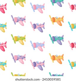 Cute children's seamless pattern with planes. Creative kids texture for fabric, wrapping, textile, wallpaper, apparel. Vector illustration.