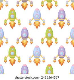 Cute children's seamless pattern with rockets. Creative kids texture for fabric, wrapping, textile, wallpaper, apparel. Vector illustration.