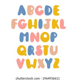 Cute children's simple alphabet. Color vector letters for baby