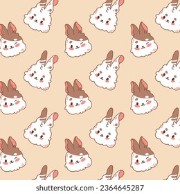 El fondo vectorial de los niños, patrón con conejos, se comparte en estilo anime, kawaii. Adecuado para la decoración de las habitaciones para niños, papel pintado, papel de envoltura, ropa para niños.